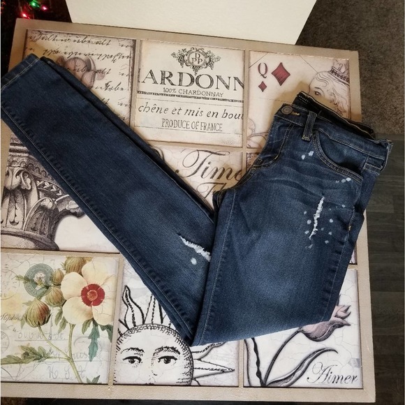 Flying Monkey Denim - Flying Monkey Dark Wash Distressed Skinny Jeans